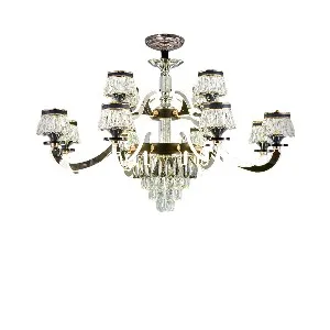 Qulik Modern Nordic Candle Crystal Chandelier Decoration Pendant Hanging Double Layer 3 Color LED Ceiling Light(QL-8832-8-4)