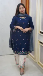 Cotton Embroidery Garara Dress with Digital Print Georgette Orna
