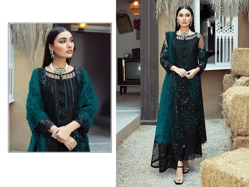 Women's Readymade Georgette Three Piece with Embroidery, Body 43 Inch