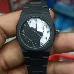 Arabic Dial Premium Marble Finish Ladies Watch with Butterfly Lock