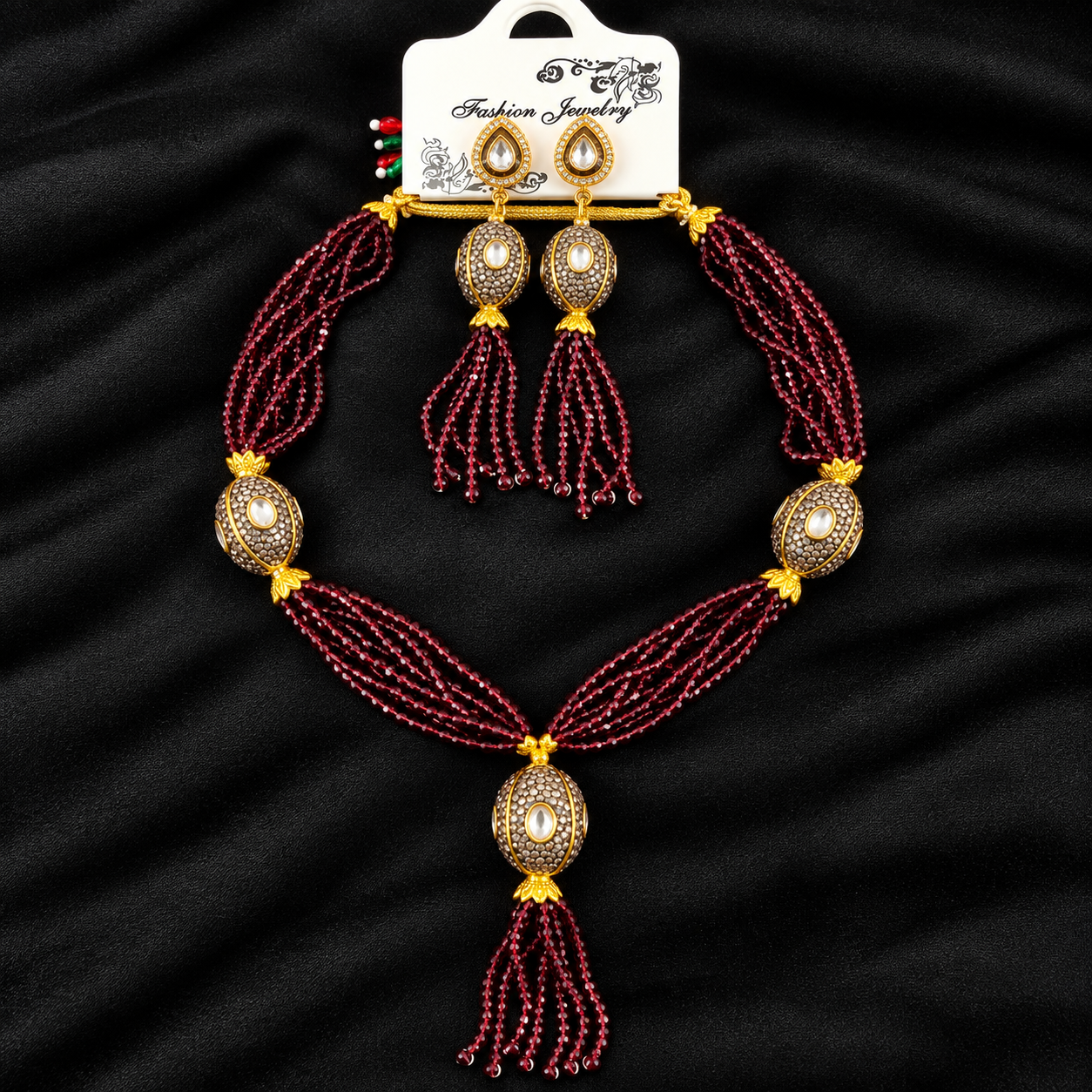 Premium Turkish Crystal and Antique Ball Necklace Set