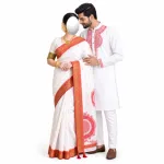 Special Puja Collection: Traditional Red-and-White Couple Set