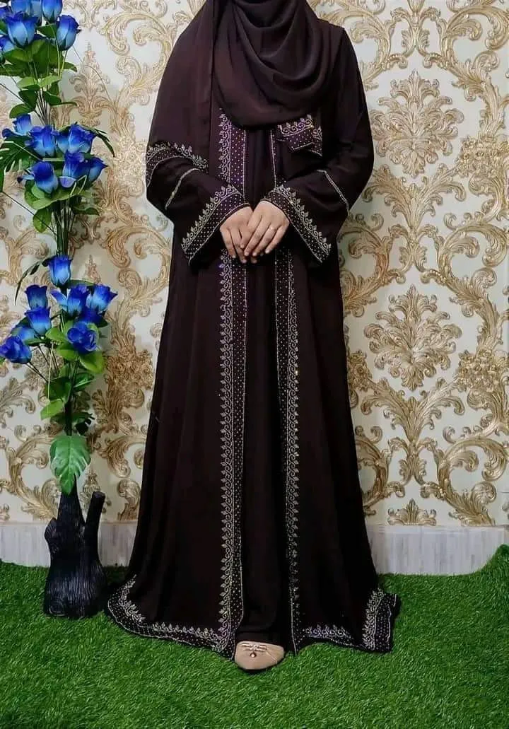 Koti Borka Full Set with Stone Work and Hijab, 5 Colours
