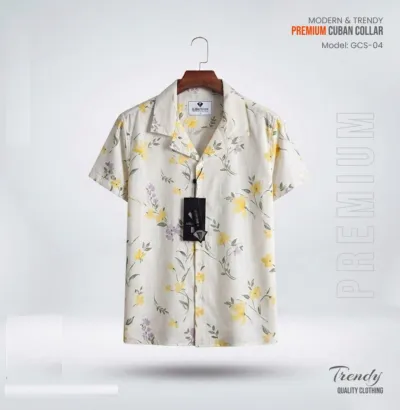 Men's Pure Cotton Cuban Collar Half Sleeve Shirt, Digital Print
