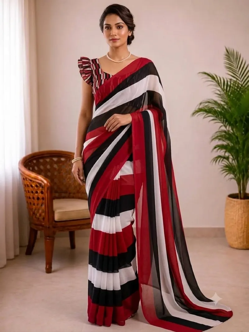 Rongdhonu Georgette Saree with Matching Blouse Piece