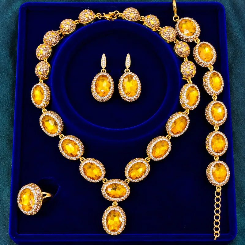 Premium Oval Topaz Bridal Jewelry Set