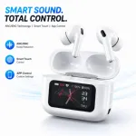 A9 Pro True Wireless Earbuds – Smart Touch Screen Display, ANC & ENC Noise Cancellation, Dedicated App Support & TWS Bluetooth Earphones