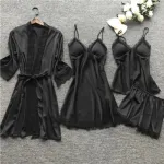 Women's Satin Nightwear Set, Nightie, Top and Short Pant