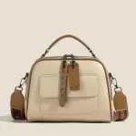 High end ladies' handbag multi-layer large capacity commuting bag(Cream)