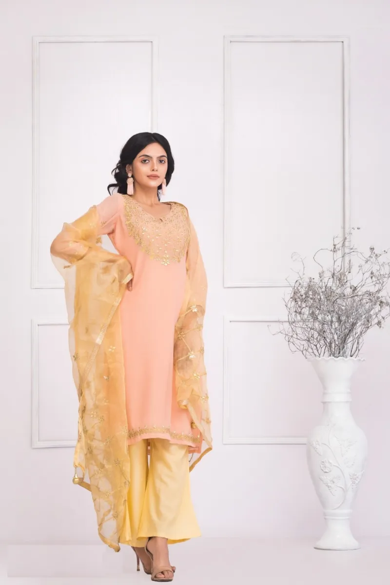 Semi-Stitched Weightless Georgette Three Piece, Up to 54, 6 Colours