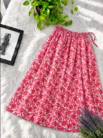Women's Linen Skirt, Free Size Waist 28 to 44, 39 Inch Long