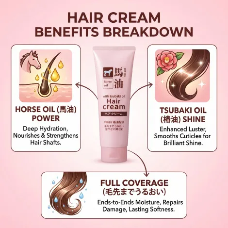 Kumano Cosme Horse Oil With Tsubaki Oil Hair Cream 160g (Japan)