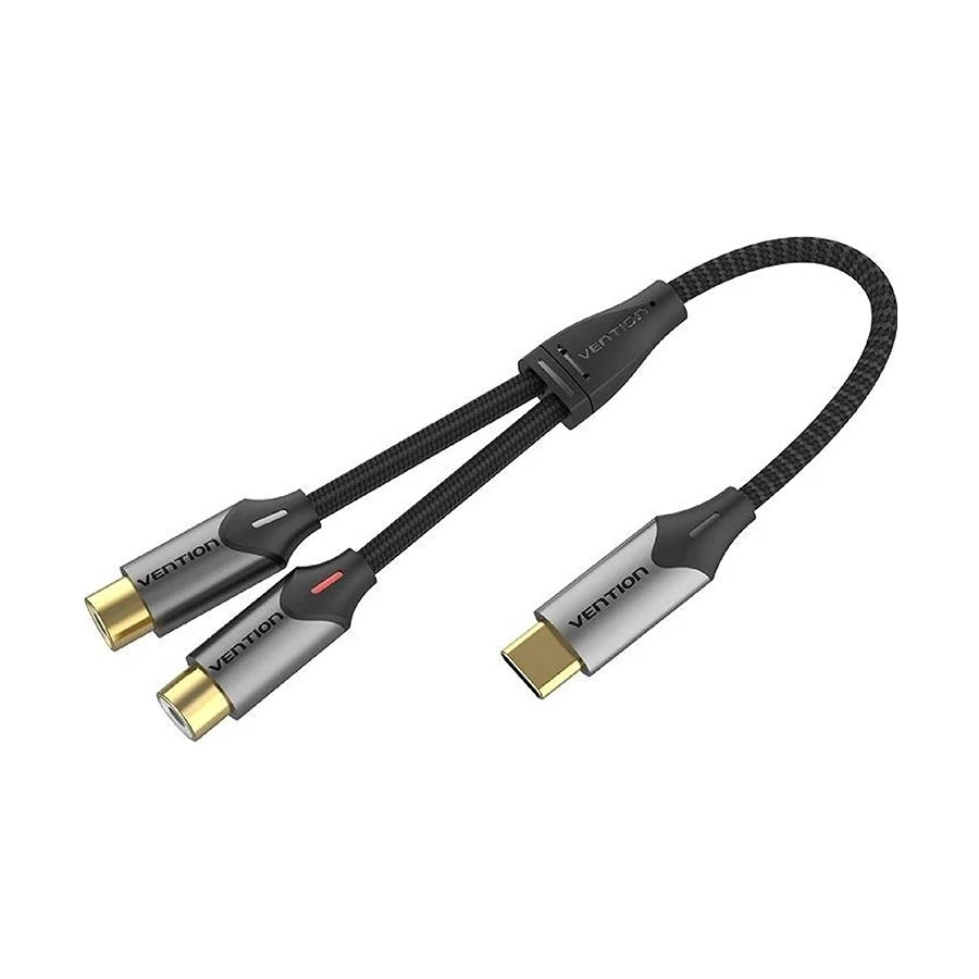 Vention BGVHF USB Type-C Male to 2 RCA Female 1 Meter Gray Audio Cable