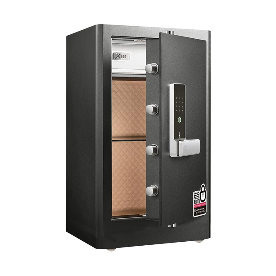 Deli 4117G Fingerprint Digital Safe Box with Key & Password, Black