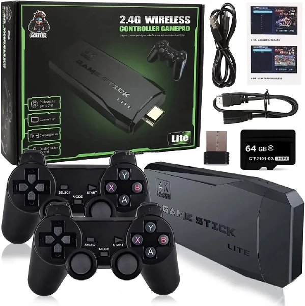 64GB Built-in 20000 Games Stick 2 Wireless controller gamepad 4K HD Video game Console