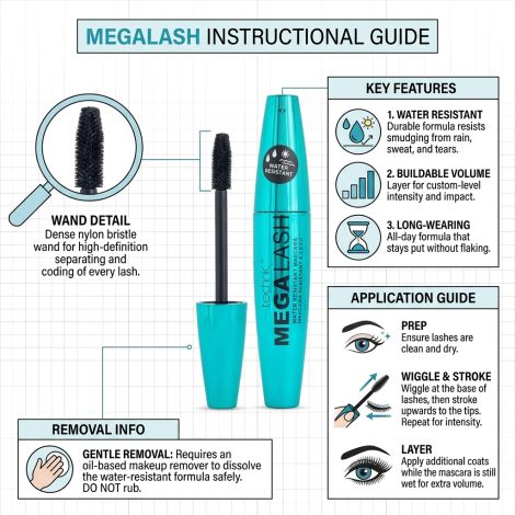 Technic Mega Lash Water Resistant Mascara Black - 12ml (China)