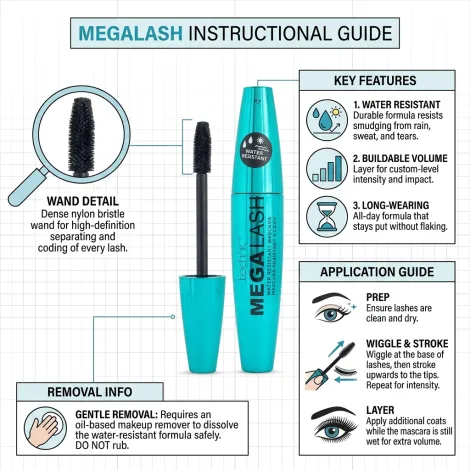 Technic Mega Lash Water Resistant Mascara Black - 12ml (China)