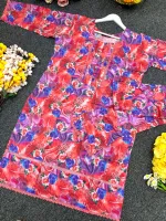 Women's Printed Cotton Two Piece with Lace Trim Salwar, M and XL