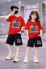 Kids' Drop Shoulder Printed T-Shirt and Pant Set, 2 to 5 Years