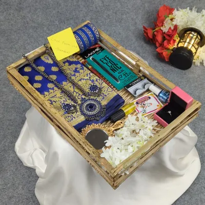 Premium Silk Katan Saree Combo Set - Blue