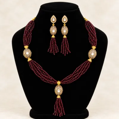 Premium Turkish Crystal & Antique Ball Necklace Set