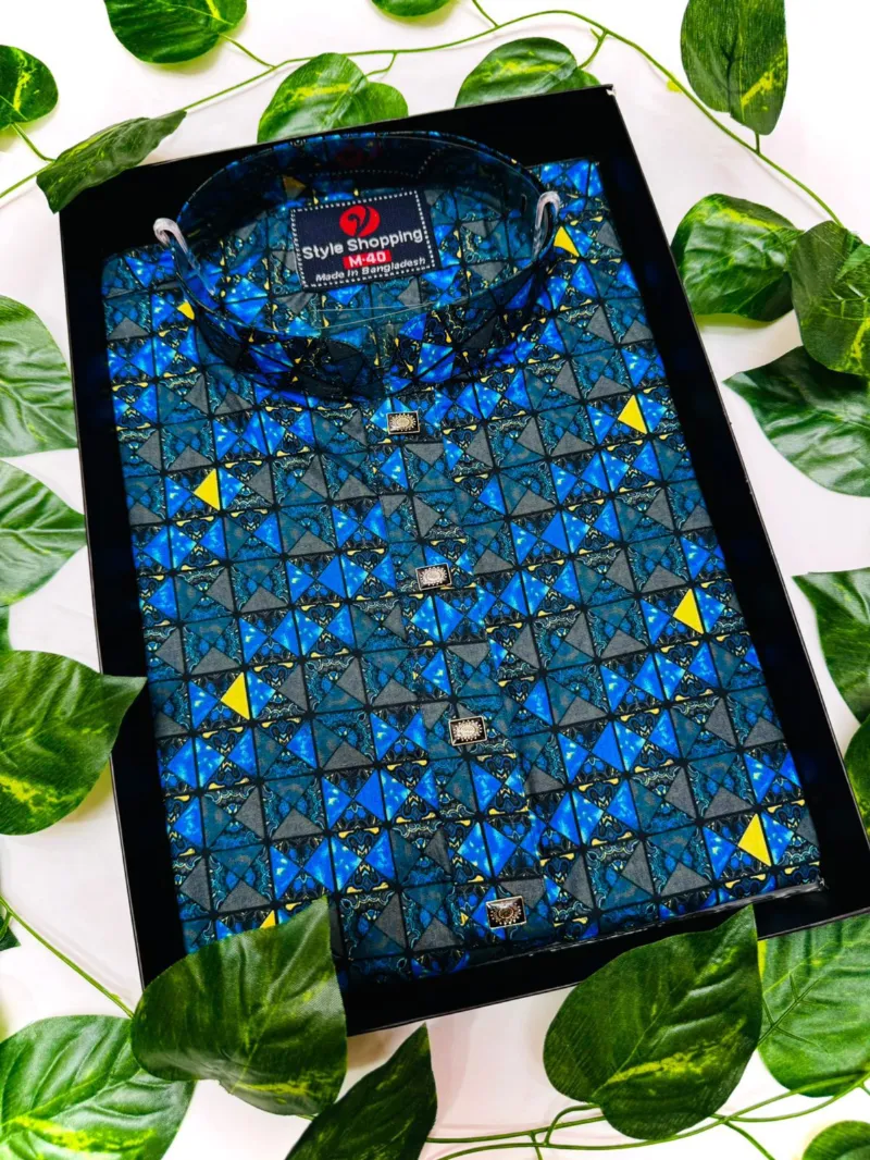 Men's Snap Button Cotton Print Panjabi, Sizes 40 to 44