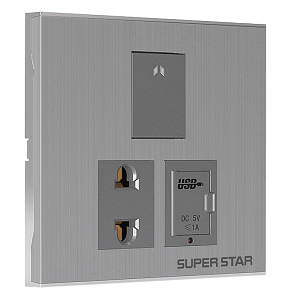 Super Star Silver Line 2 Pin Socket With One USB