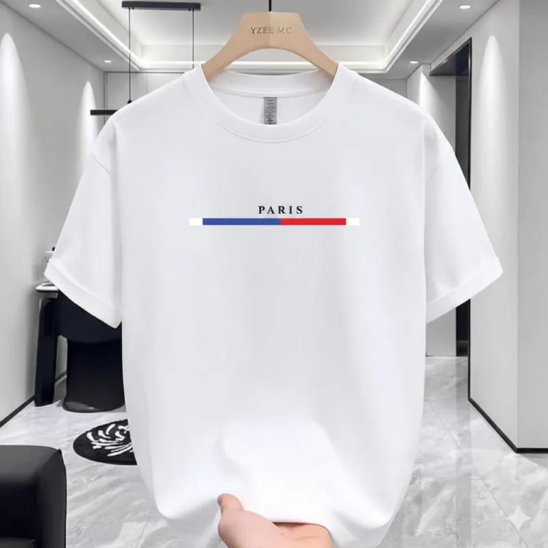 Men's Cotton-Spandex Drop Shoulder T-Shirt, DTF Print, 220 GSM