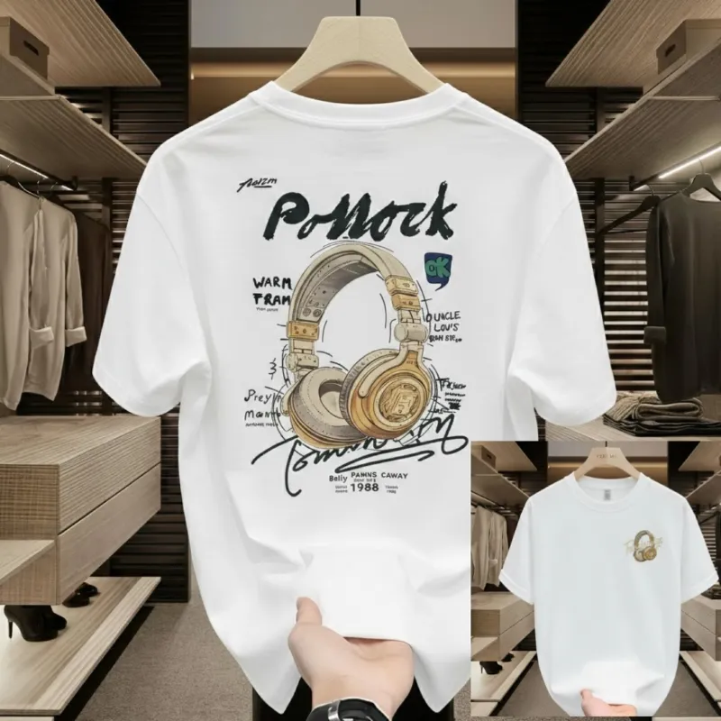 Men's DTF Print Drop Shoulder T-Shirt, Sizes M to XXL