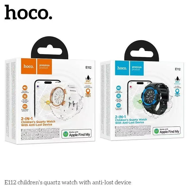 Hoco E112 2-in-1 Kids Quartz Watch with Apple Find My Anti-Lost Tracker