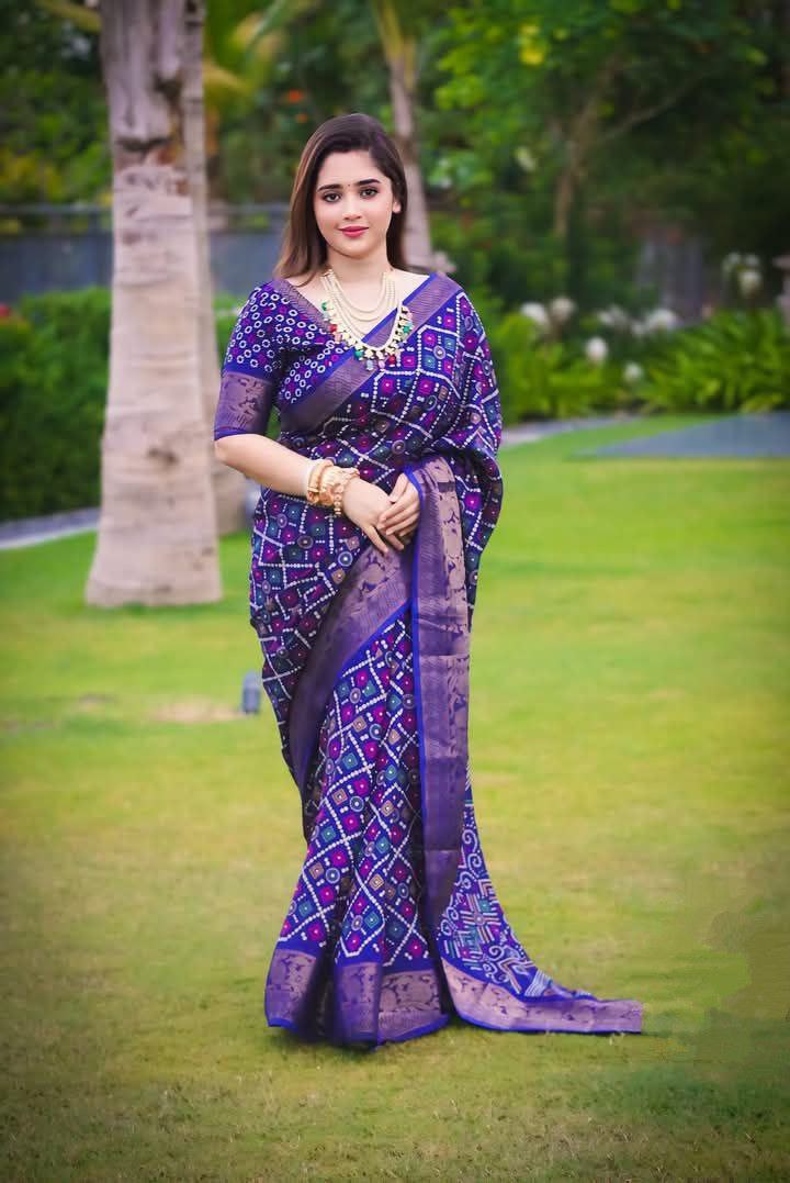 Half Silk Chunri Print Saree with Blouse Piece, 5 Colours