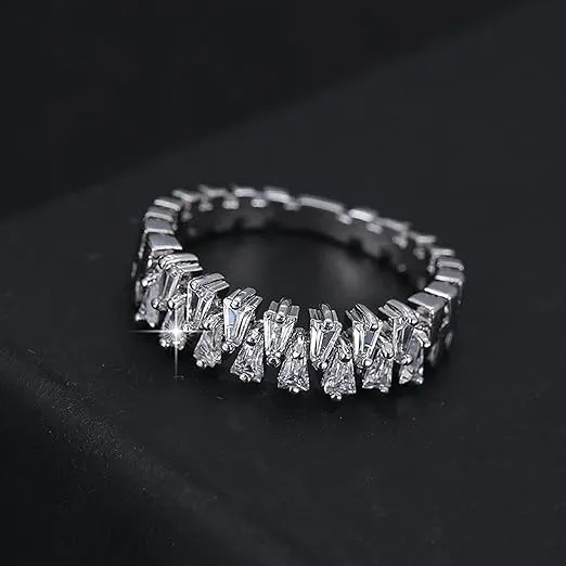 Double Rows Diamond Rings for Womens