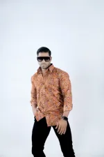 Men's Cotton Print Formal Shirt, Slim Fit, Sizes M to XL