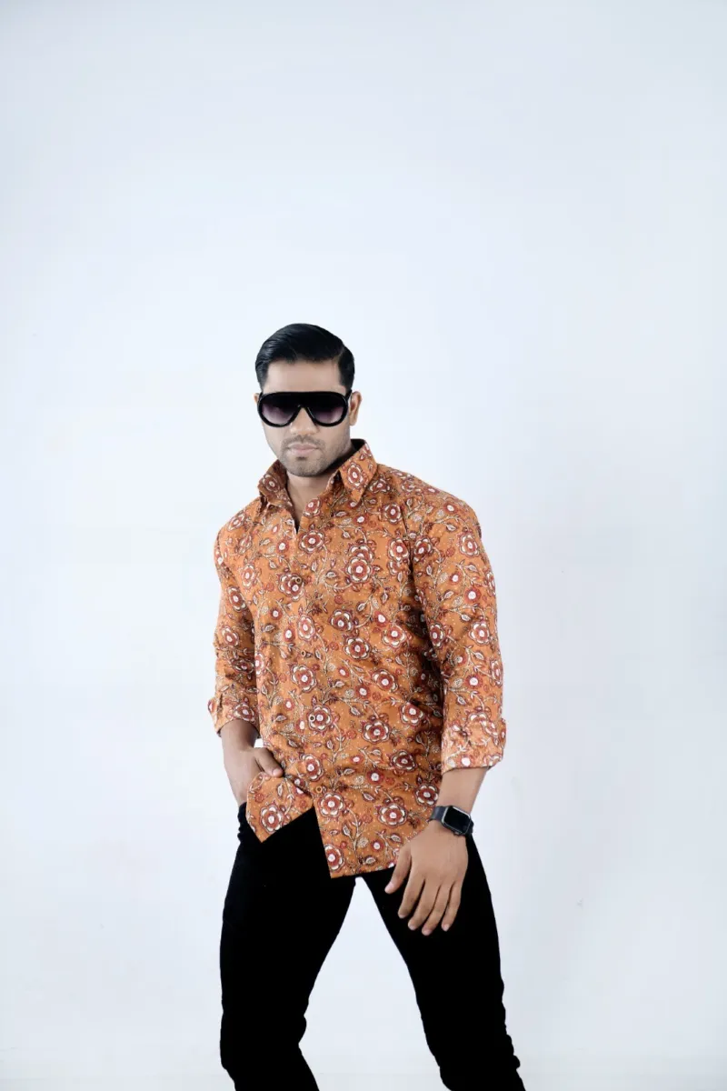Men's Cotton Print Formal Shirt, Slim Fit, Sizes M to XL