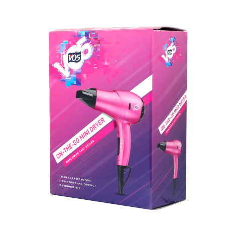 VO5 On-The-Go 1200W Mini Hair Dryer Pink 2500 (France)
