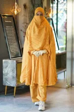 Khimar, Niqab and Palazzo Set in Soft Linen, 6 Colours