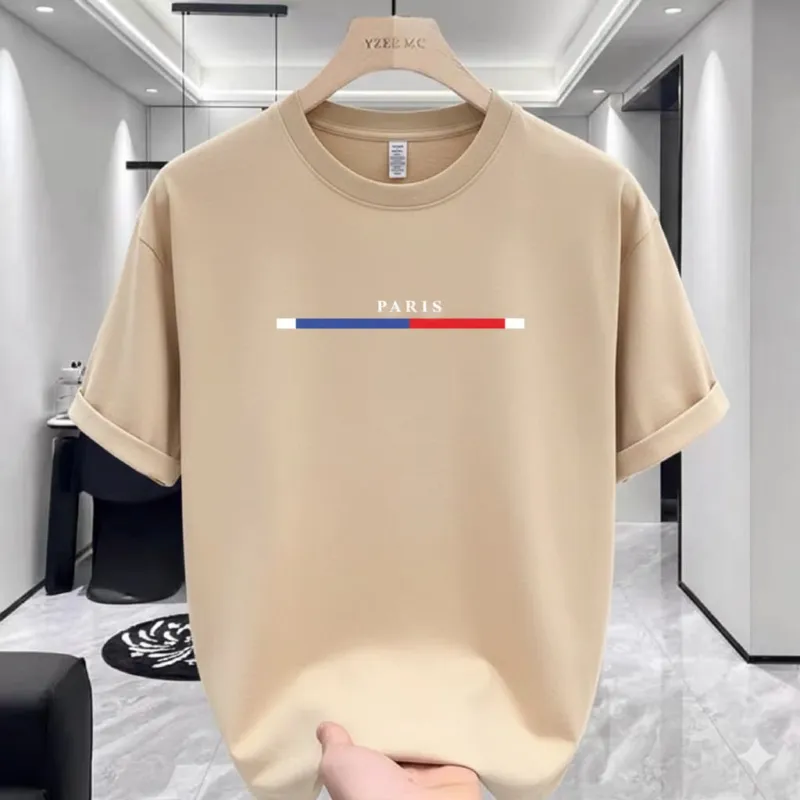 Men's Cotton-Spandex Drop Shoulder T-Shirt, DTF Print, 220 GSM