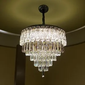 Qulik Modern Crystal Chandelier Decoration Pendant Hanging 6 layer 3 color LED Ceiling Light