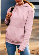 Women's Solid Colour Hoodie, 80% Cotton 20% Fleece, Sizes M to XL