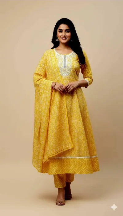 Women's Linen Three Piece with Embroidery and Sequin Work
