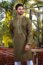 Men's Embroidered Cotton Panjabi with Box, Body 40 to 48