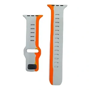 Dual Color 42mm-44mm-45mm-49mm Soft Silicone Watch Straps- Orange Gray