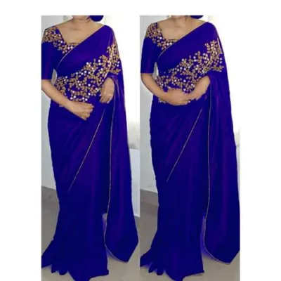 Georgette Saree with Embroidery and Stone Work, 4 Colours