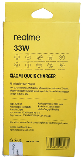 Realme 33W  Xiaomi Qucik Fast Charger