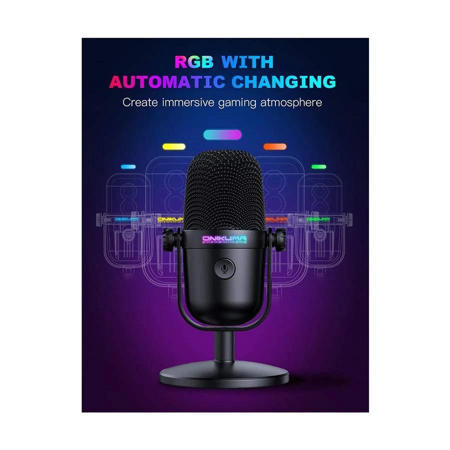 Onikuma M830 RGB USB Wired Condenser Gaming Microphone