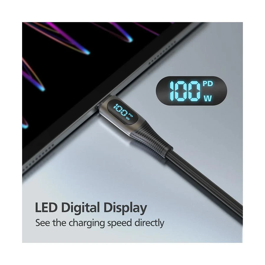 Micropack MC-C100 100W USB-C to USB-C 2 Meter Black Braided Cable