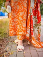 Micro Stitch Digital Print Three Piece with Bindu Orna