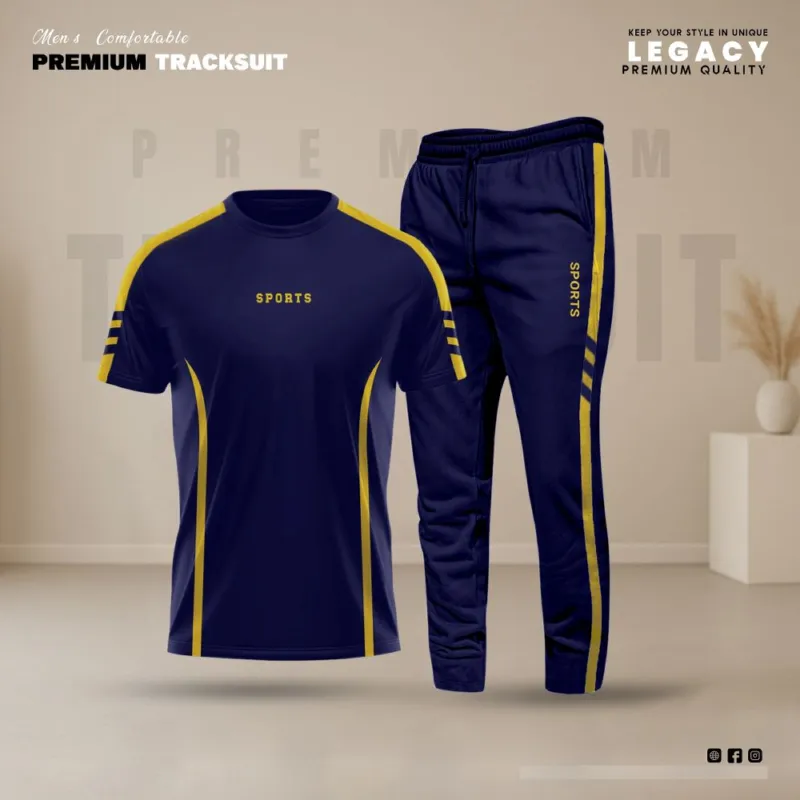 Men's PP Fabric T-Shirt and Trouser Summer Set, Sizes L to XXL