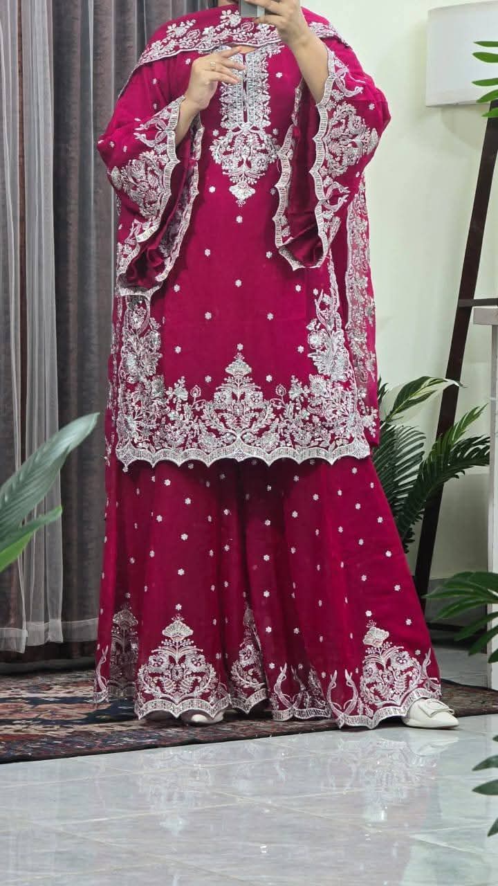 Women's Eid Party Wear Georgette Four Piece with Sequin Work