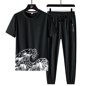 Sportswear Casual O-neck T-shirts + Pants Tracksuit Set